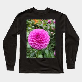 Rainy pink dahlia Long Sleeve T-Shirt